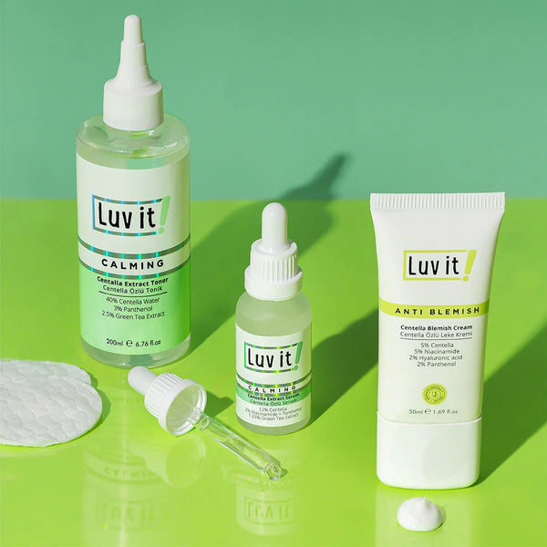 Luv it 3-piece Centella Extract Skincare Set for Sensitive, Blemish-prone Skin